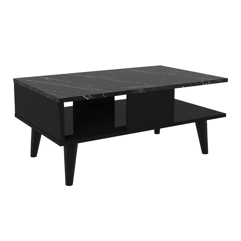 Τραπεζάκι Σαλονιού Andros Χρώμα Μαύρο - Μαύρο Εφέ Μαρμάρου 90x54x39,6
