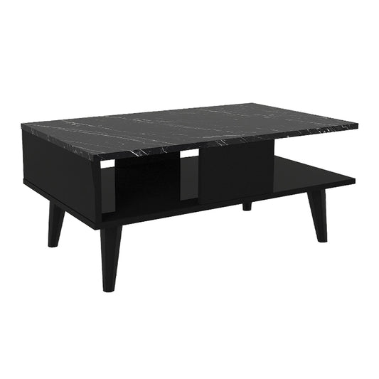 Τραπεζάκι Σαλονιού Andros Χρώμα Μαύρο - Μαύρο Εφέ Μαρμάρου 90x54x39,6
