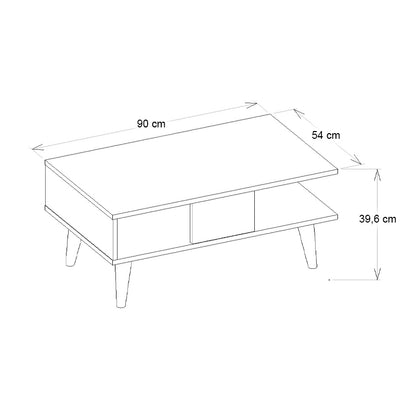 Τραπεζάκι Σαλονιού Andros Χρώμα Μαύρο - Μαύρο Εφέ Μαρμάρου 90x54x39,6