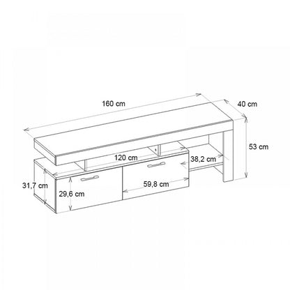 Έπιπλο Τηλεόρασης Acnes Χρώμα Μαύρο - Καρυδί 160x40x53