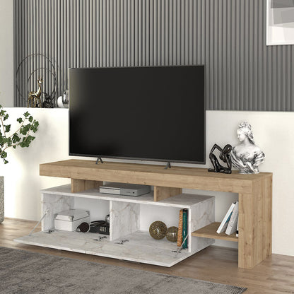 Έπιπλο Τηλεόρασης Acnes Χρώμα Λευκό Εφέ Μαρμάρου - Sapphire Oak 160x40x53