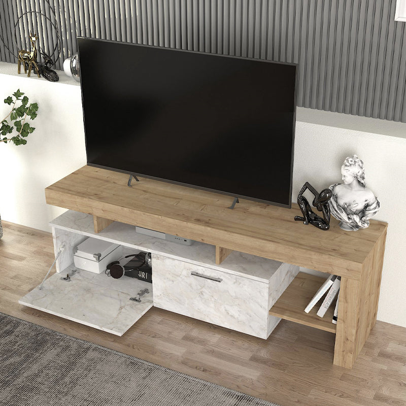 Έπιπλο Τηλεόρασης Acnes Χρώμα Λευκό Εφέ Μαρμάρου - Sapphire Oak 160x40x53
