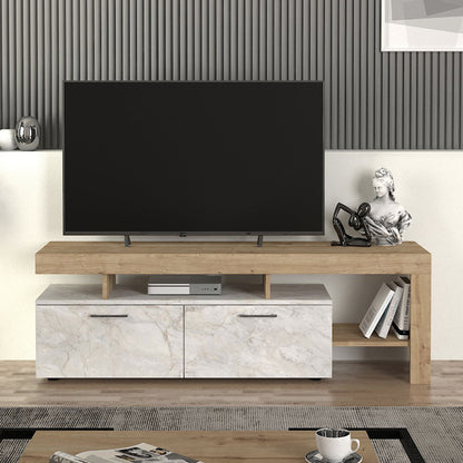 Έπιπλο Τηλεόρασης Acnes Χρώμα Λευκό Εφέ Μαρμάρου - Sapphire Oak 160x40x53