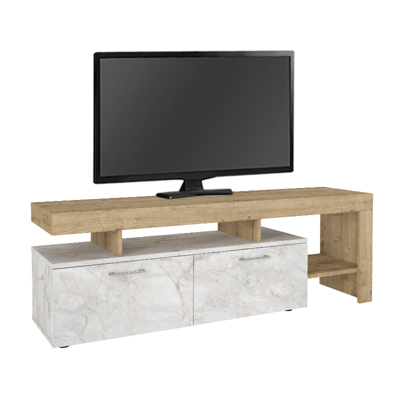 Έπιπλο Τηλεόρασης Acnes Χρώμα Λευκό Εφέ Μαρμάρου - Sapphire Oak 160x40x53