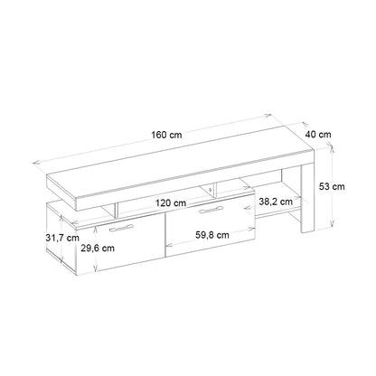 Έπιπλο Τηλεόρασης Acnes Χρώμα Λευκό Εφέ Μαρμάρου - Sapphire Oak 160x40x53