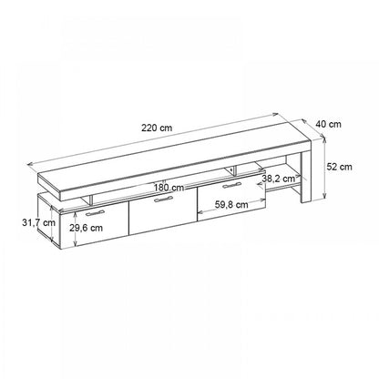 Έπιπλο Τηλεόρασης Acnes Χρώμα Μαύρο - Καρυδί 220x40x52