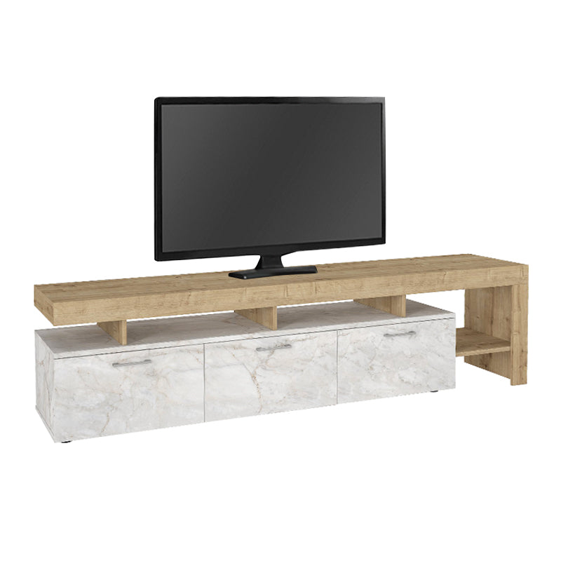 Έπιπλο Τηλεόρασης Acnes Χρώμα Λευκό Εφέ Μαρμάρου - Sapphire Oak 220x40x52