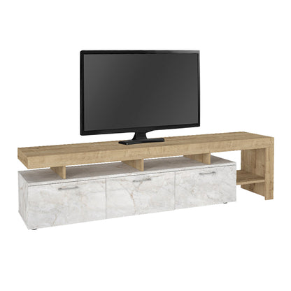 Έπιπλο Τηλεόρασης Acnes Χρώμα Λευκό Εφέ Μαρμάρου - Sapphire Oak 220x40x52