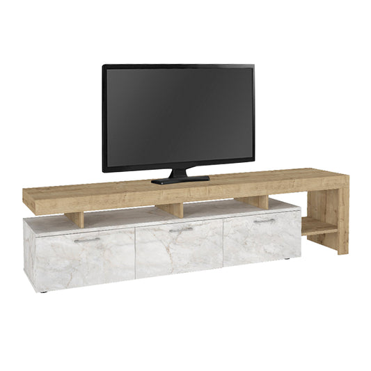 Έπιπλο Τηλεόρασης Acnes Χρώμα Λευκό Εφέ Μαρμάρου - Sapphire Oak 220x40x52