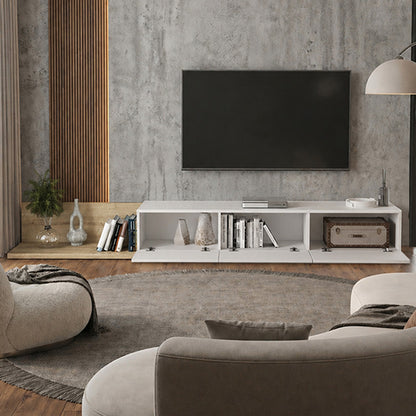 Έπιπλο Τηλεόρασης Enstey Επεκτεινόμενο Χρώμα Sapphire Oak - Λευκό 260x41,8x33,5
