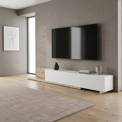 Έπιπλο Τηλεόρασης Enstey Επεκτεινόμενο Χρώμα Sapphire Oak - Λευκό 260x41,8x33,5