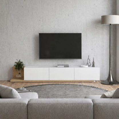 Έπιπλο Τηλεόρασης Enstey Επεκτεινόμενο Χρώμα Sapphire Oak - Λευκό 260x41,8x33,5