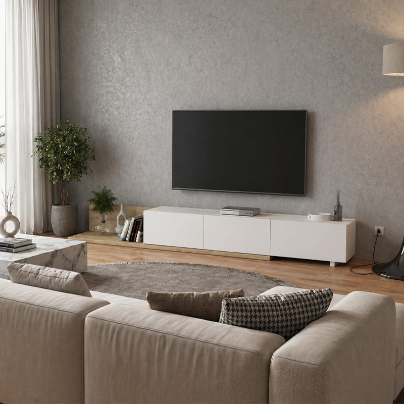 Έπιπλο Τηλεόρασης Enstey Επεκτεινόμενο Χρώμα Sapphire Oak - Λευκό 260x41,8x33,5