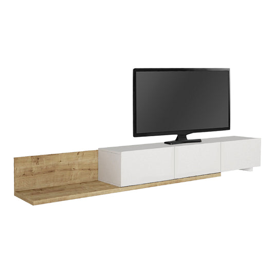 Έπιπλο Τηλεόρασης Enstey Επεκτεινόμενο Χρώμα Sapphire Oak - Λευκό 260x41,8x33,5