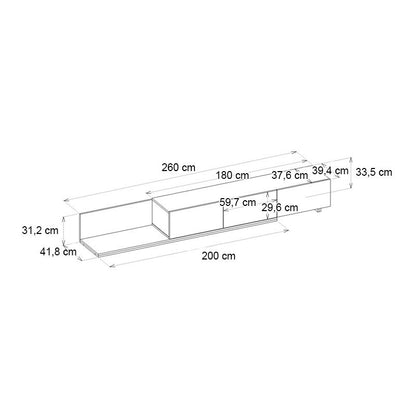 Έπιπλο Τηλεόρασης Enstey Επεκτεινόμενο Χρώμα Sapphire Oak - Λευκό 260x41,8x33,5