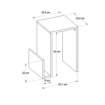 Τραπεζάκι Βοηθητικό Regnar Χρώμα Λευκό 43,1x33,5x52
