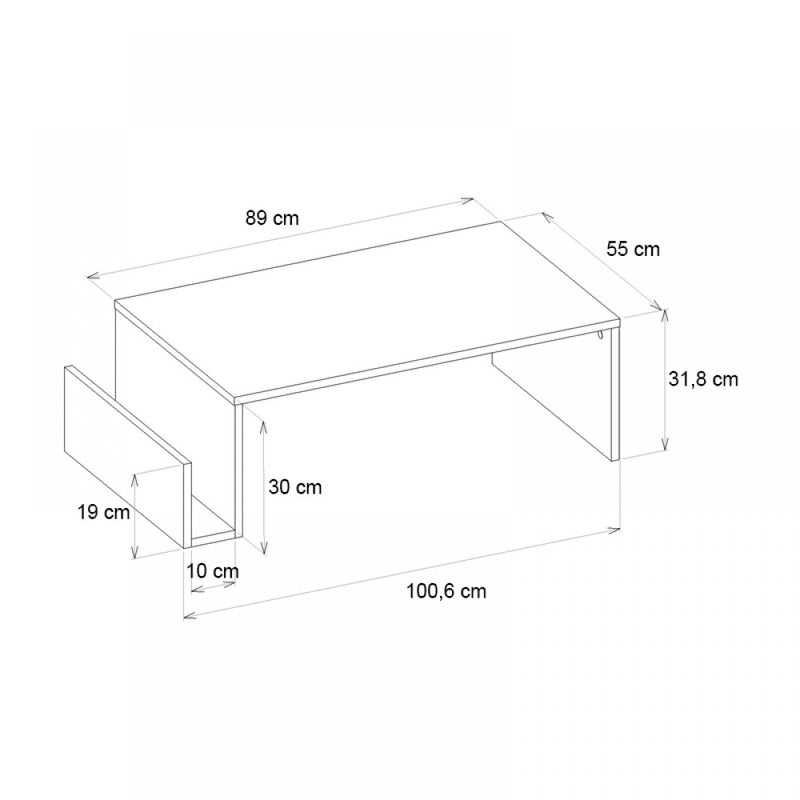 Τραπεζάκι Σαλονιού Regnar Χρώμα Sapphire Oak 100,6x55x31,8