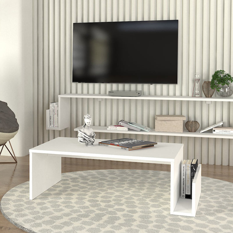 Τραπεζάκι Σαλονιού Regnar Χρώμα Λευκό 100,6x55x31,8