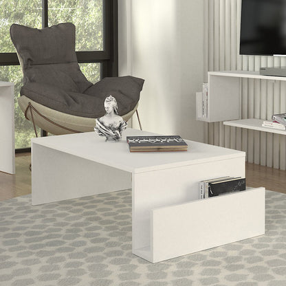 Τραπεζάκι Σαλονιού Regnar Χρώμα Λευκό 100,6x55x31,8