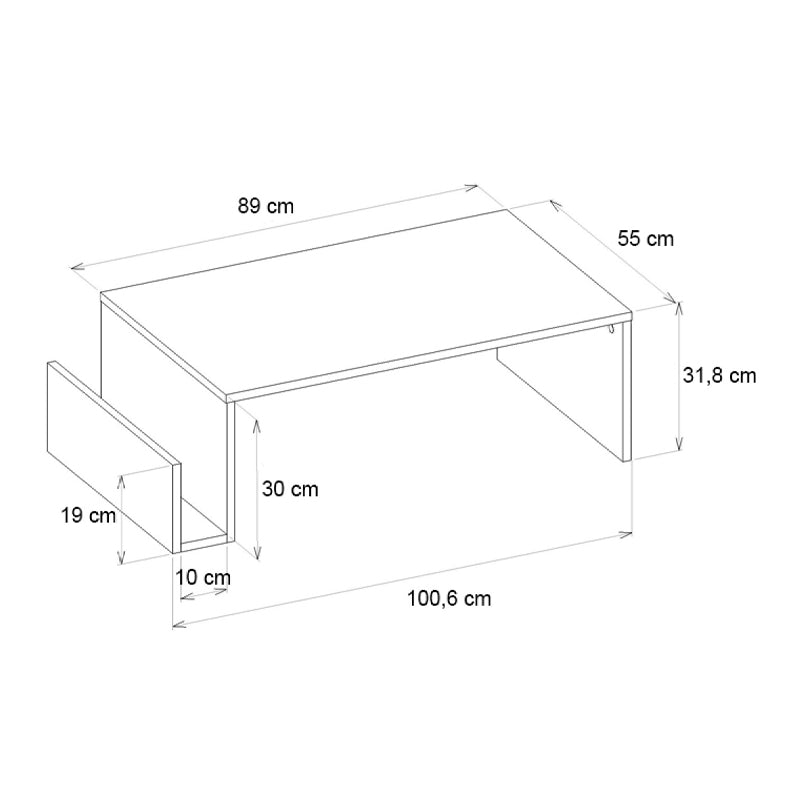 Τραπεζάκι Σαλονιού Regnar Χρώμα Λευκό 100,6x55x31,8