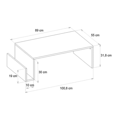 Τραπεζάκι Σαλονιού Regnar Χρώμα Λευκό 100,6x55x31,8