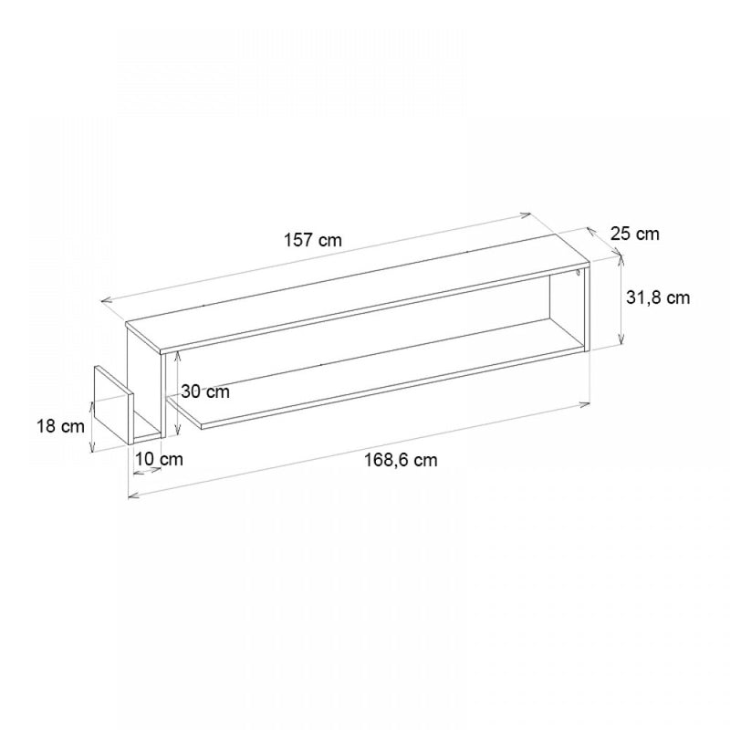 Έπιπλο Τηλεόρασης Επιτοίχιο Regnar Χρώμα Sapphire Oak 168,6x25x31,8
