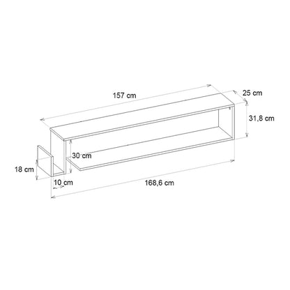 Έπιπλο Τηλεόρασης Επιτοίχιο Regnar Χρώμα Λευκό 168,6x25x31,8