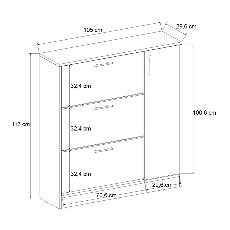 Παπουτσοθήκη Neft Χρώμα Λευκό 105x29,6x113