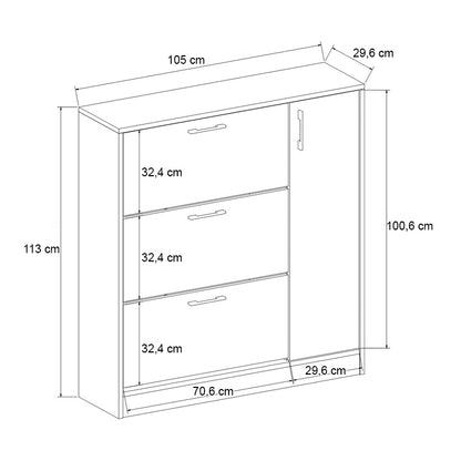 Παπουτσοθήκη Neft Χρώμα Λευκό 105x29,6x113