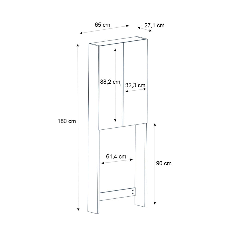 Έπιπλο Πλυντηρίου Romme Χρώμα Μαύρο 65x27,1x180