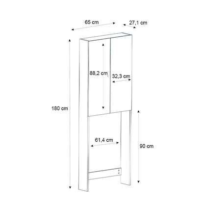 Έπιπλο Πλυντηρίου Romme Χρώμα Μαύρο 65x27,1x180