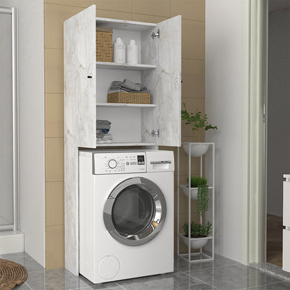 Έπιπλο Πλυντηρίου Romme Χρώμα Λευκό Εφέ Μαρμάρου 65x27,1x180