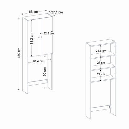 Έπιπλο Πλυντηρίου Romme Χρώμα Λευκό Εφέ Μαρμάρου 65x27,1x180