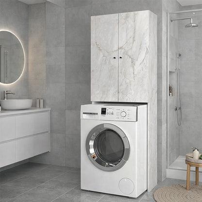 Έπιπλο Πλυντηρίου Romme Χρώμα Λευκό Εφέ Μαρμάρου 65x27,1x180