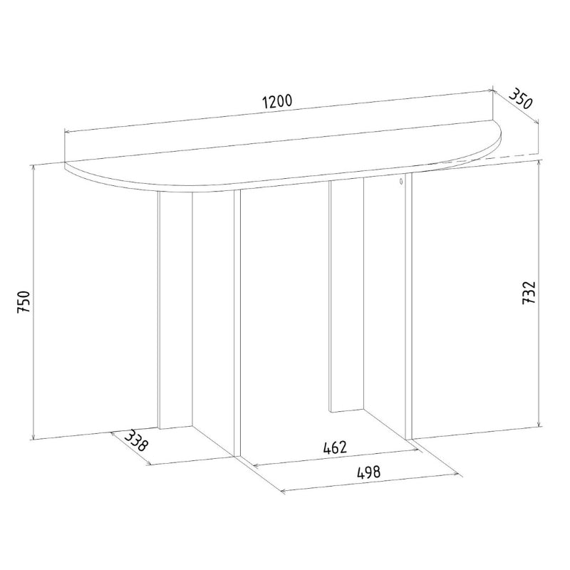 Κονσόλα Cortado Χρώμα Καρυδί 120x35x75