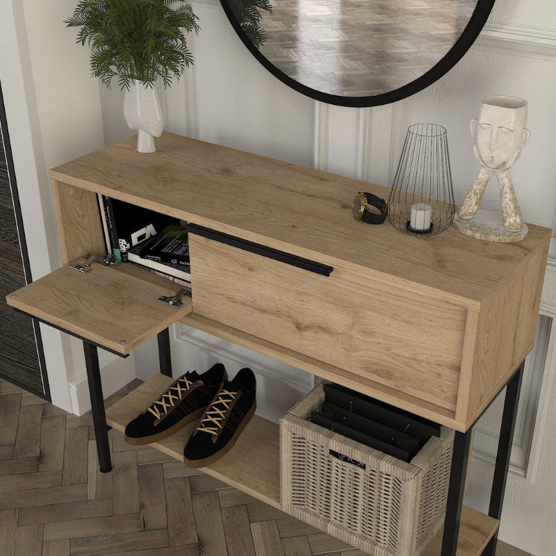 Κονσόλα με Καθρέπτη Suzy Χρώμα Sapphire Oak 90x29,6x76