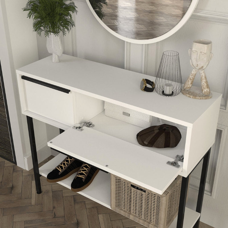 Κονσόλα με Καθρέπτη Suzy Χρώμα Λευκό 90x29,6x76