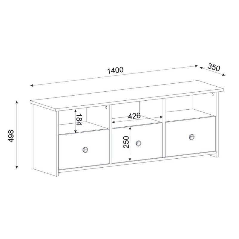 Έπιπλο Τηλεόρασης Mahen Χρώμα Sapphire Oak 140x35x49,8