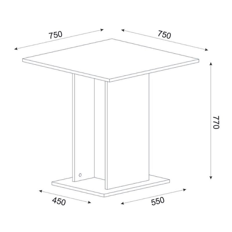 Τραπέζι Allos Χρώμα Sapphire Oak 75x75x77