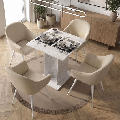 Τραπέζι Allos Χρώμα Λευκό Εφέ Μαρμάρου 75x75x77