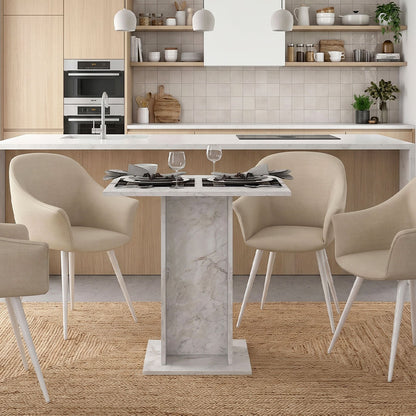 Τραπέζι Allos Χρώμα Λευκό Εφέ Μαρμάρου 75x75x77