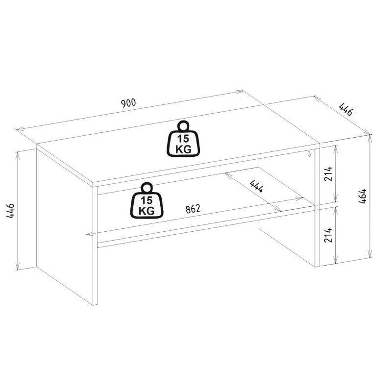 Τραπεζάκι Σαλονιού Eleva Χρώμα Sapphire Oak 90x44,6x46,4