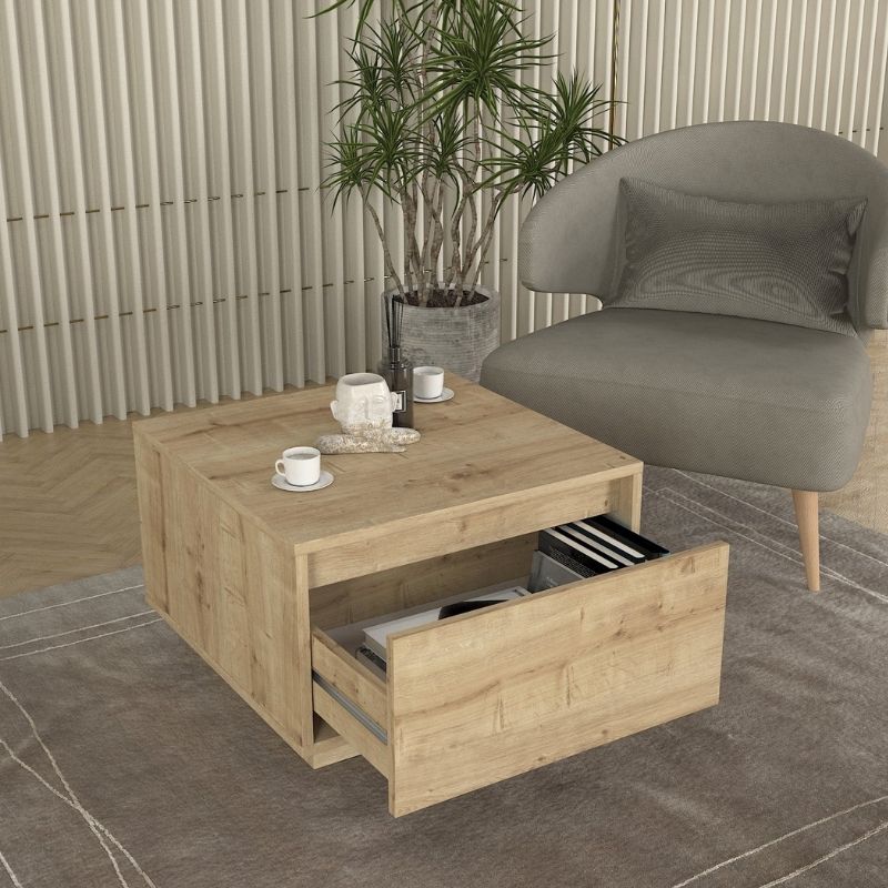 Τραπεζάκι Σαλονιού Pura Χρώμα Sapphire Oak 60x60x40