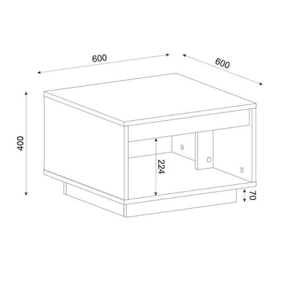 Τραπεζάκι Σαλονιού Onda Χρώμα Sapphire Oak 60x60x40