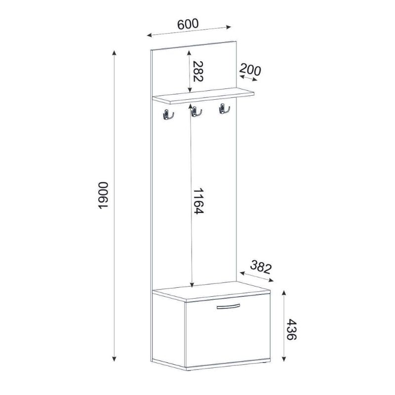 Έπιπλο Εισόδου Track Χρώμα Sapphire Oak 60x38,2x190