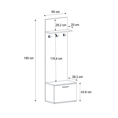 Έπιπλο Εισόδου Track Χρώμα Καρυδί 60x38,2x190