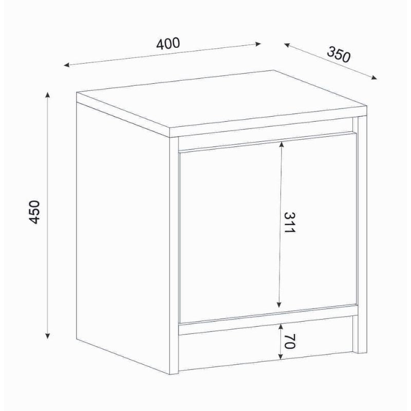 Κομοδίνο Conve Χρώμα Sapphire Oak 40x35x45