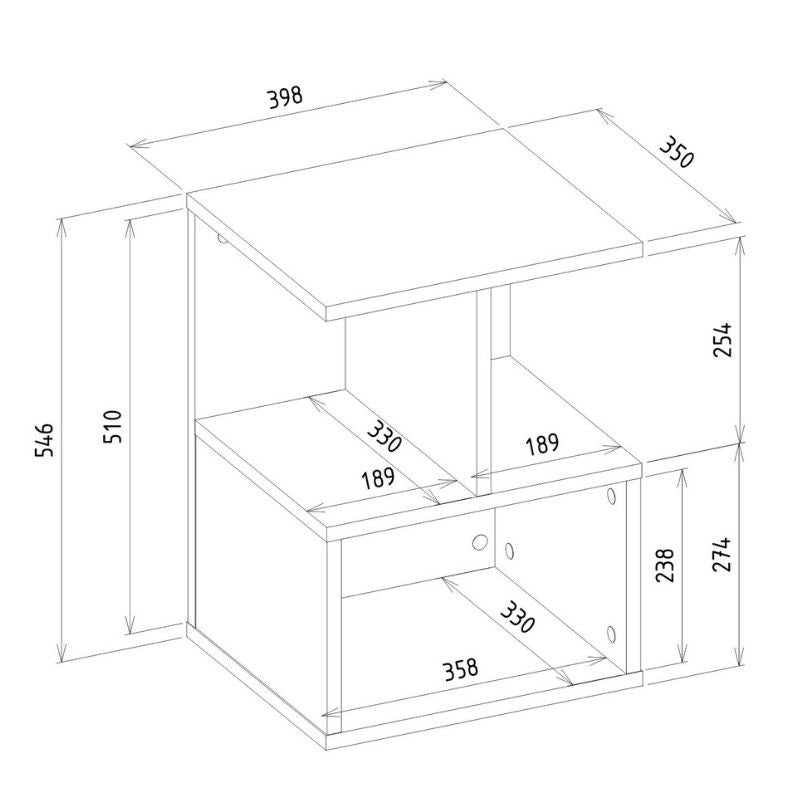 Κομοδίνο Entiero Χρώμα Sapphire Oak 39,8x35x54,6