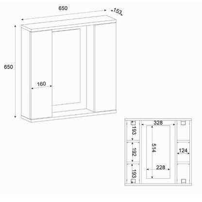 Καθρέπτης Μπάνιου Surra Χρώμα Λευκό 65x15,3x65