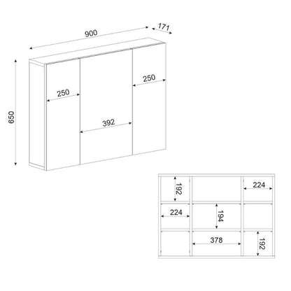 Καθρέπτης Μπάνιου Base Χρώμα Λευκό 90x17,1x65